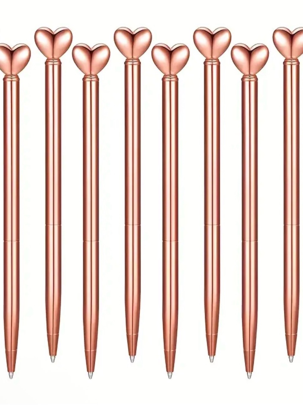 2 Rose Gold Heart Shaped Ballpoint Pens - Black Ink